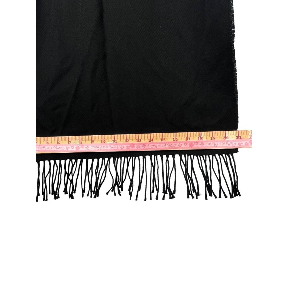 Oversized 85” Made in Italy Cashmere Wool Silk Scarf Black Fringe Wrap Ann taylo - Picture 4 of 11